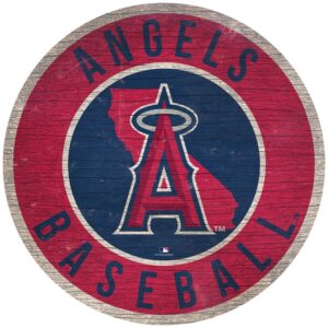 Los Angeles Angels  Sign Wood 12 Inch Round State Design