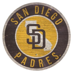 San Diego Padres Sign Wood 12 Inch Round State Design