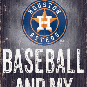 Houston Astros Sign Wood 6x12 Baseball and Dog Design