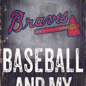 Atlanta Braves Sign Wood 6x12 Baseball and Dog Design