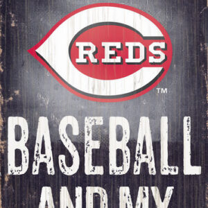 Cincinnati Reds Sign Wood 6x12 Baseball and Dog Design
