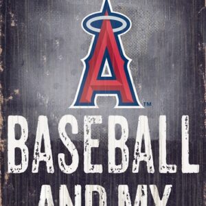Los Angeles Angels Sign Wood 6x12 Baseball and Dog Design
