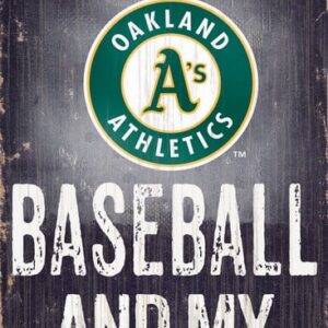 Oakland Athletics Sign Wood 6x12 Baseball and Dog Design