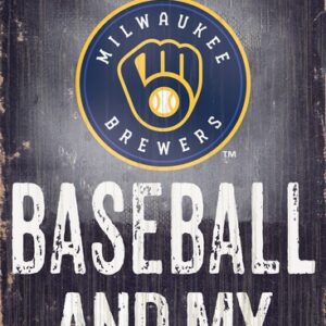 Milwaukee Brewers Sign Wood 6x12 Baseball and Dog Design