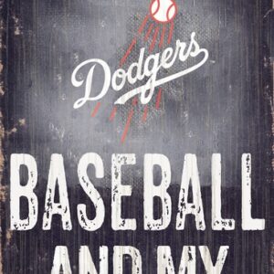 Los Angeles Dodgers Sign Wood 6x12 Baseball and Dog Design