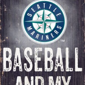 Seattle Mariners Sign Wood 6x12 Baseball and Dog Design