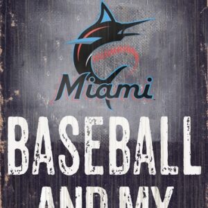 Miami Marlins Sign Wood 6x12 Baseball and Dog Design