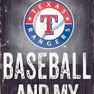 Texas Rangers Sign Wood 6x12 Baseball and Dog Design