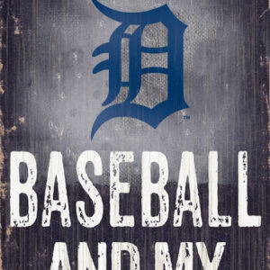 Detroit Tigers Sign Wood 6x12 Baseball and Dog Design