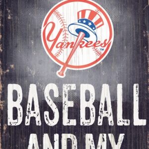 New York Yankees Sign Wood 6x12 Baseball and Dog Design