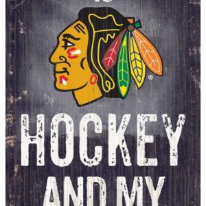 Chicago Blackhawks Sign Wood 6x12 Hockey and Dog Design