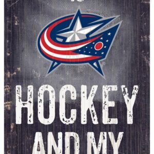 Columbus Blue Jackets Sign Wood 6x12 Hockey and Dog Design