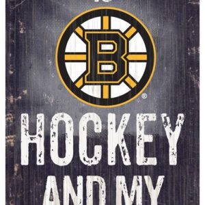 Boston Bruins Sign Wood 6x12 Hockey and Dog Design
