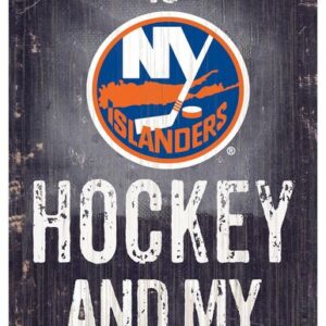 New York Islanders Sign Wood 6x12 Hockey and Dog Design
