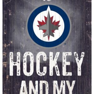 Winnipeg Jets Sign Wood 6x12 Hockey and Dog Design
