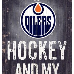 Edmonton Oilers Sign Wood 6x12 Hockey and Dog Design