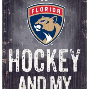 Florida Panthers Sign Wood 6x12 Hockey and Dog Design