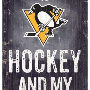 Pittsburgh Penguins Sign Wood 6x12 Hockey and Dog Design