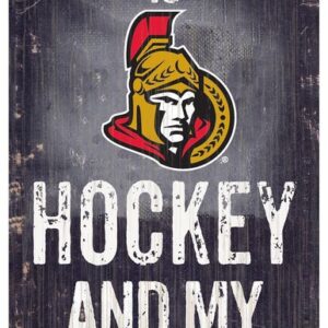 Ottawa Senators Sign Wood 6x12 Hockey and Dog Design