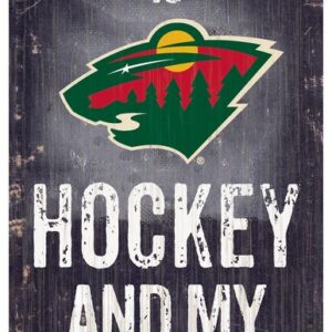 Minnesota Wild Sign Wood 6x12 Hockey and Dog Design
