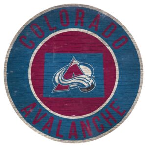 Colorado Avalanche Sign Wood 12 Inch Round State Design