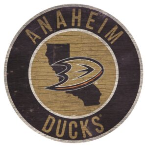 Anaheim Ducks Sign Wood 12 Inch Round State Design