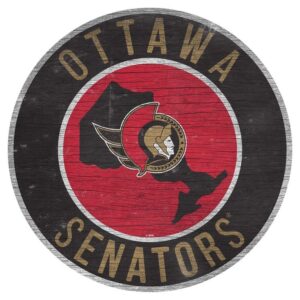 Ottawa Senators Sign Wood 12 Inch Round State Design