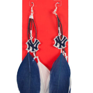 New York Yankees Team Color Feather Earrings CO