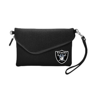 Las Vegas Raiders Purse Pebble Fold Over Crossbody Black