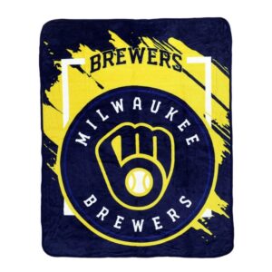 Milwaukee Brewers Blanket 46x60 Micro Raschel Dimensional Design Rolled
