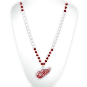 Detroit Red Wings Beads with Medallion Mardi Gras Style