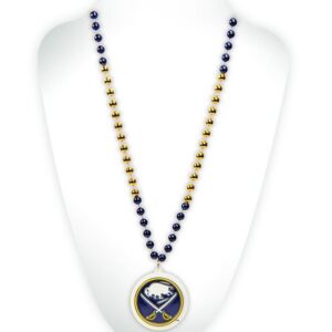 Buffalo Sabres Beads with Medallion Mardi Gras Style
