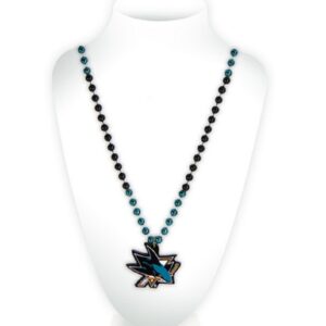 San Jose Sharks Beads with Medallion Mardi Gras Style