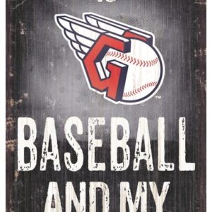 Cleveland Guardians Sign Wood 6x12 Baseball and Dog Design