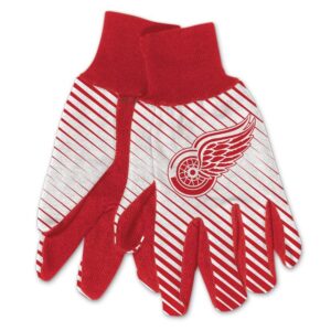 Detroit Red Wings Gloves Two Tone Style Adult Size