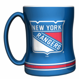 New York Rangers Coffee Mug 14oz Sculpted Relief Team Color
